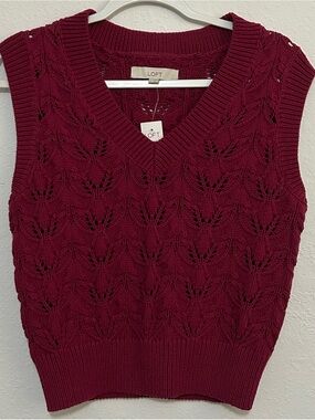 pointelle v neck sweater vest top